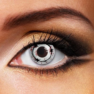 Partylens® witte kleurlenzen - Barbed Wire - zachte jaarlenzen met lenshouder - Halloween - Cosplay