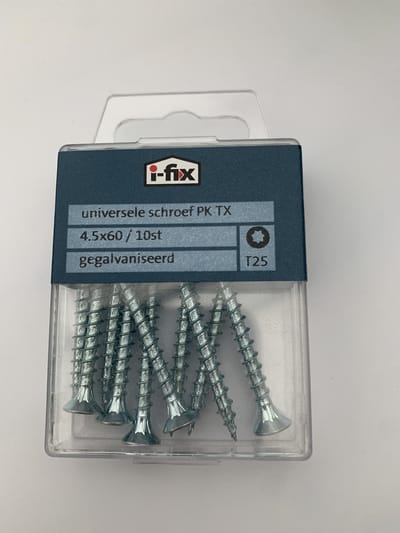 Universele schroef PK TX 4.5x60mm 10 stuks gegalvaniseerd