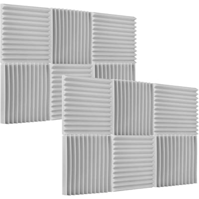 Mousses acoustiques pour studio, panneaux d'isolation acoustique 12pcs gris clair