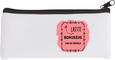 Akyol - liefste bonuszus van de wereld Etui - Zus - de liefste bonuszus - verjaardag - cadeautje voor zus - zus artikelen met opdruk - kado - geschenk - 20 bij 9 cm