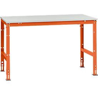 Manuflex werktafel UNIVERSAL Standaard, 1500 x 1000 mm, melamine lichtgrijs, roodoranje