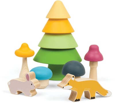 BigJigs stapelspeelgoed bosvriendjes duurzaam siliconen FSC hout.