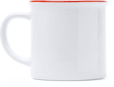 4 keramische mokken Wit retro ontwerp met Rood rand 300ml, model Kumbo geschikt voor sublimatie