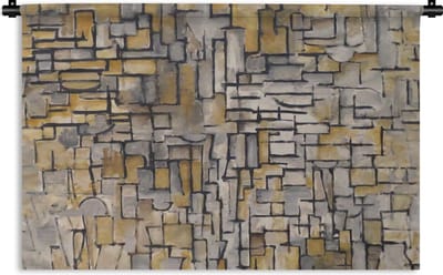 Wandkleed - Wanddoek - Mondriaan - Kunst - Oude meesters - 90x60 cm - Wandtapijt