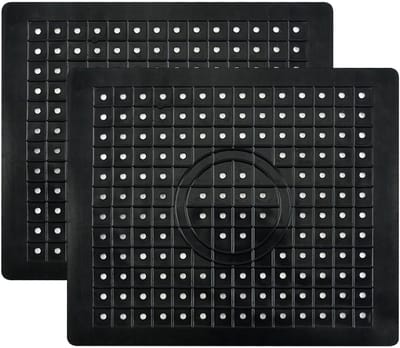 Ynkkvre-Gootrooster – Set van 2 Gootsteenmatten – Milieuvriendelijke Rubber Spoelbakbeschermer – Verstelbare Spoelbakmat voor Keukenspoelbak – Druiprek 31,4 x 26,1 cm – Zwart