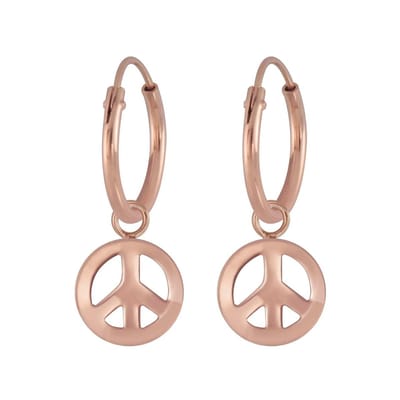 WeLoveSilver - oorringen - rose gold plated - peace teken - 925 zilver