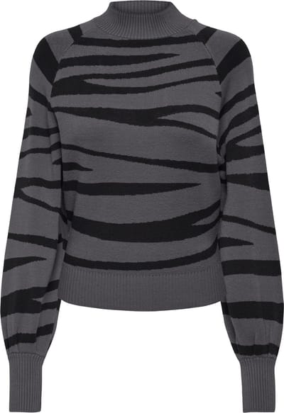 Only Trui Onlfrida Life Ls Highneck Cc Knt 15324430 Magnet/black Zebr Dames Maat - XS
