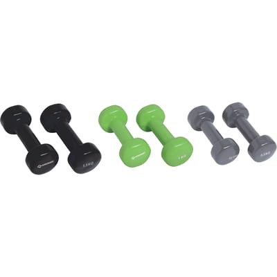 Schildkröt Fitness Dumbbells - Koffer Met 3 Paar Dumbbells - Gietijzer - Groen/Zwart/Antraciet