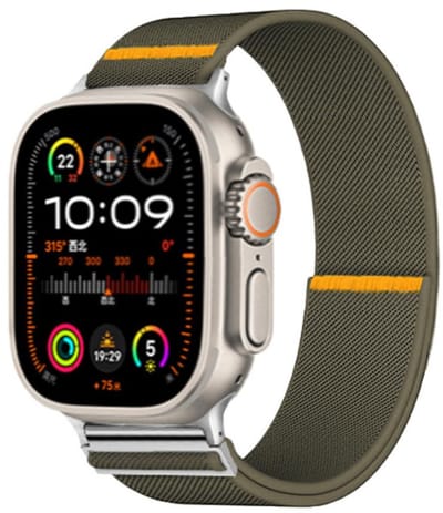Nylon bandje - geschikt voor Apple Watch 1/2/3/4/5/6/7/8/9/10/11/ SE (1,2,3) met maat 38 mm / 40 mm / 41 mm en 42 mm (Watch 10/11) - army groen