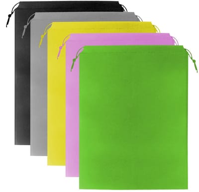 Allecto - Pouch Feely Bag - Trekkoord Schoenentassen - Draagbaar en duurzaam - Geel, groen, zwart, roze, grijs - Perfect voor schoenen en speelgoed...
