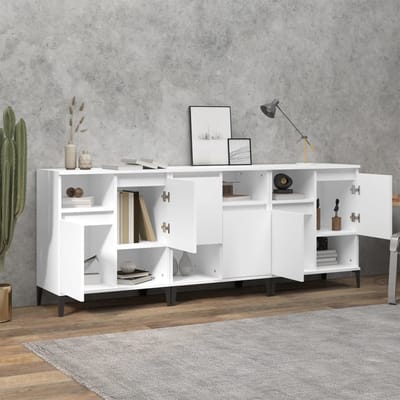 vidaXL - Dressoirs - 3 - st - 60x35x70 - cm - bewerkt - hout - wit