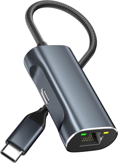 Ethernet Adapter - USB C Netwerk - Stabiel Streamen - 100W Oplaadpoort - 1000 Mbps - Grijs