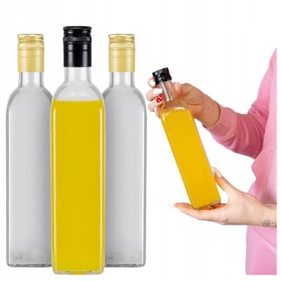 Bimberek - Glazen Fles - Marasca - 500ml - Vierkant - Voor Oliën en Azijnen
