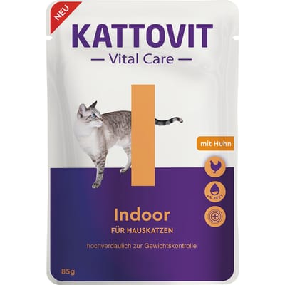 6x85g Kattovit Vital Care Indoor Pouches met Kip nat kattenvoer