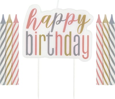 UNIQUE - Pastelkleurige happy birthday verjaardagskaarsjes