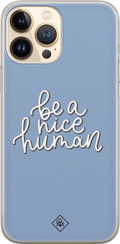 Casimoda® hoesje - Geschikt voor iPhone 13 Pro Max - Be A Nice Human - Siliconen/TPU telefoonhoesje - Backcover - Tekst - Paars