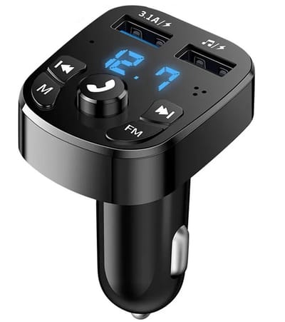 DrPhone BC28 - Bluetooth 5.0 FM-zender & Autolader – Handsfree Bellen – Muziek Streamen – USB 3.1A Ingang & USB 2.0 Ingang – Compatibel Met USB Stick (MAX 32GB) - Zwart
