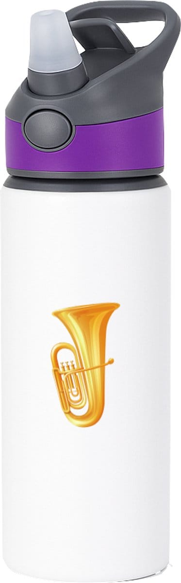 Hacebo® - Hoorn waterfles met rietje paars - Muziek - Muzikanten - Instrument - blaasinstrument - muzikanten - water fles - 650ML