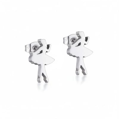Aramat Jewels | Oorbellen | Ballerina Oorstekers RVS – Zilverkleur 10x6mm | | | |6mm | Staal | Kinderen, Volwassenen | Verkleurd niet