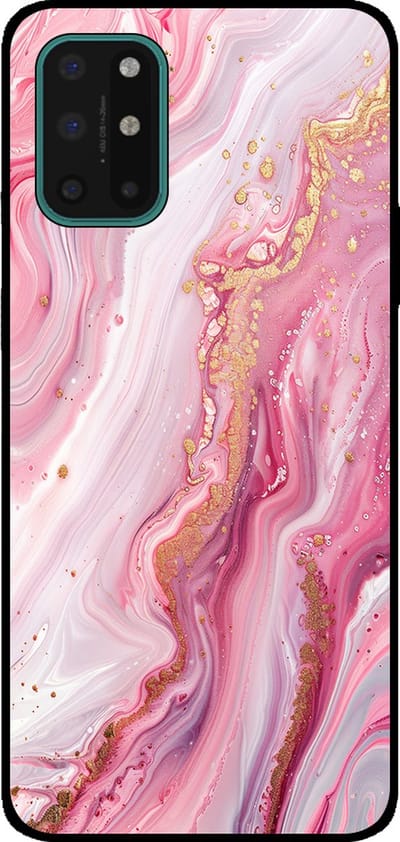 Smartphonica Telefoonhoesje Geschikt voor OnePlus 8T met marmer opdruk - TPU backcover case marble design - Roze geschikt voor OnePlus 8T