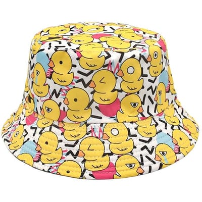 Chapeau de soleil d'été protection solaire motif canard pour femmes hommes adapté au port quotidien Chapeaux seau Mode voyage Décorer Chapeaux de pêcheur (as the picture,56-58cm)