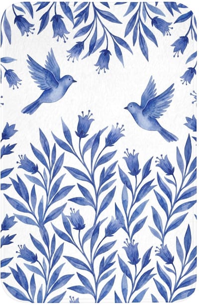 Badmat Rechthoekig 40x60 cm Badkamer Accessoires Bath Mat Anti Slip Wc Memory Foam Wasbaar Zacht Bathroom Toilet Mats Washable Modern - Vogels - Delfts - Blauw