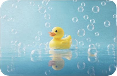 WC mat 60x40 cm - Antislip - Bubbels - Badeend - Geel - Toiletmat - Vloermat - Douchemat - Toilet tapijt - Toiletmatten