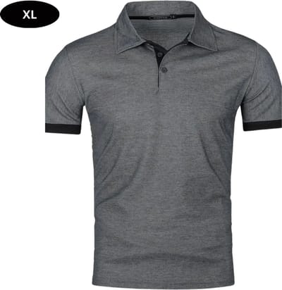 Livano Golf Shirt Heren - T-shirt - Golfkleding - Golfen - Golf Accessoires - Polo Shirt - Donkergrijs + Zwart - Maat XL