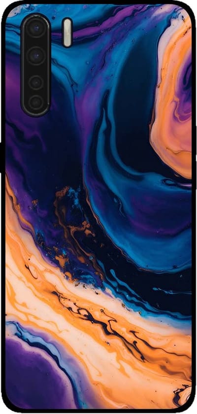 Smartphonica Telefoonhoesje voor OPPO A91 marmer look - backcover marmer hoesje - Blauw geschikt voor Oppo A91