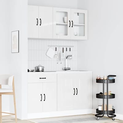 vidaXL - 4-delige - Keukenkastenset - Kalmar - bewerkt - hout - glanzend - wit