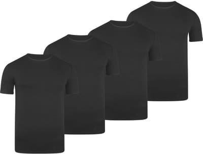 BOXR Underwear - Bamboe T-Shirt Heren - Ronde Hals - Zwart - S - Zijdezacht - Thermo Control - Ondershirt Heren - 4-Pack