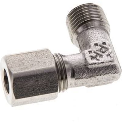 6LL & M10x1 (con) RVS L-Vorm Snijringkoppeling Buitendraad 100bar ISO 8434-1