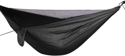Hangmat met standaard - Kampeerhangmat Klamboe - Buiten Ontspannen - Automatisch Snel Opzetten - 270x140cm - Zwart