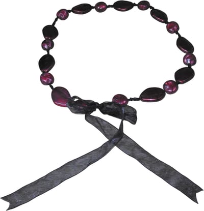 Ketting zwart-bordeaux rood met strik