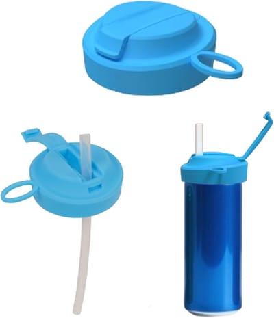 Deksel voor blikjes frisdrank met rietje, herbruikbare siliconen blikdeksels met BPA-vrije deksel voor blikjes, lekvrije, draagbare deksels voor blikjes Coca-Cola, frisdrank, bier, sap en andere standaard blikjes (blauw)