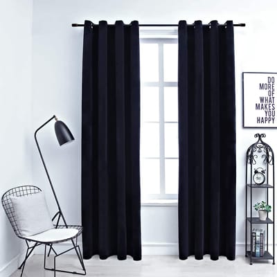 vidaXL - Gordijn - verduisterend - met - ringen - 2 - st - 140x175 - cm - fluweel - zwart