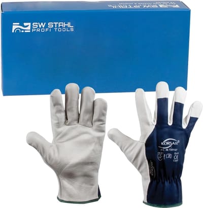 SW-Stahl 11542L handschoen van rundnappakatoen, maat. 10 blauw-wit