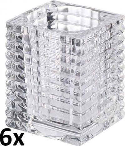 6x Bolsius Waxinlichthouder / ClearCups houder - Ribbed 76/58 mm