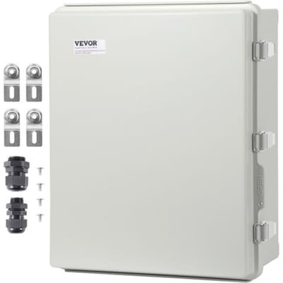 VEVOR elektrische aansluitdoos voor buiten, 350 x 250 x 150 mm, ABS-kunststof elektrische behuizing met scharnierend deksel, roestvrijstalen vergrendeling, IP67, stof- en waterdicht voor elektriciteit