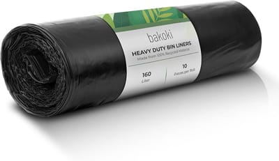 160 Litre Waste Bags, Extremely Tear-resistant, Extra Strong, Ideal for Household, Garden and Business, 10-Piece Roll, Heavy Load, Garbage Bags for Renovation and Commercial Waste, Large