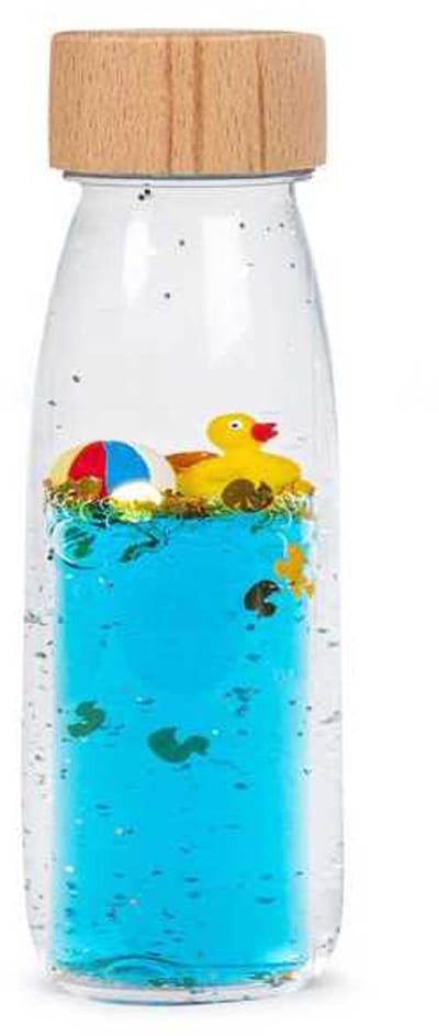 Petit Boum - Babyspeelgoed sensorische fles met geluid - Blauw