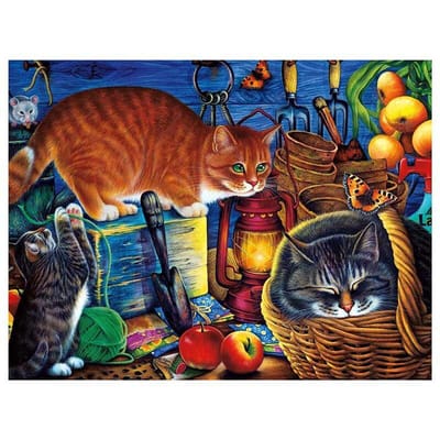 5D bricolage plein rond forage Diamant peinture Animal chat paysage Daimond mosaïque Diamant broderie 20X30CM blue