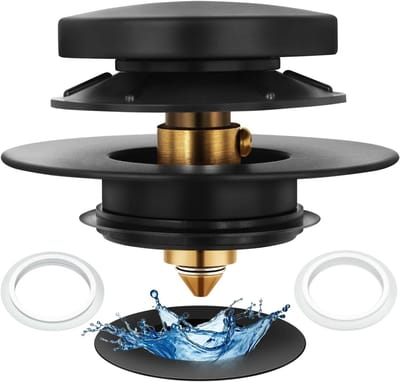 Badkuip Afvoerstopper - Universele Tip Teen Stopper - Badkamer Upgrade - Eenvoudige Installatie - 1-3/8 of 1-1/2 inch - Mat Zwart