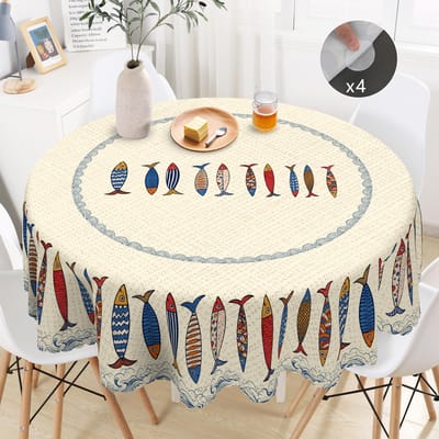 Couronne de fleurs du Jour de l'Indépendance Nappe rectangulaire imperméable Fleur étoile rouge bleue Drapeau USA Housse de table pour dîner cuisine 140x180cm