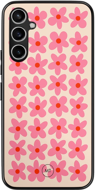 Hoesje geschikt voor Samsung Galaxy A34 - Retro Blooms - TPU Hard Case Backcover - Roze - Mooie Telefoonhoesjes