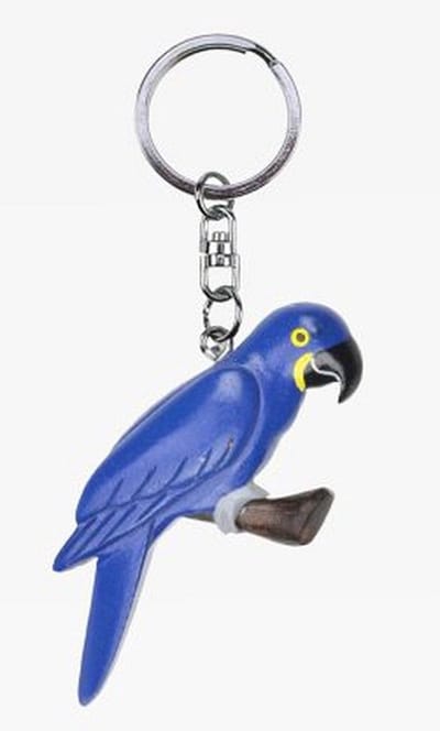 Houten blauwe Macaw Ara papegaai sleutelhanger 8 cm - Cadeau artikelen