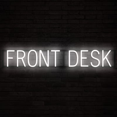 FRONT DESK - Lichtreclame Neon LED bord verlicht | SpellBrite | 93,69 x 16 cm | 6 Dimstanden & 8 Lichtanimaties | Reclamebord neon verlichting