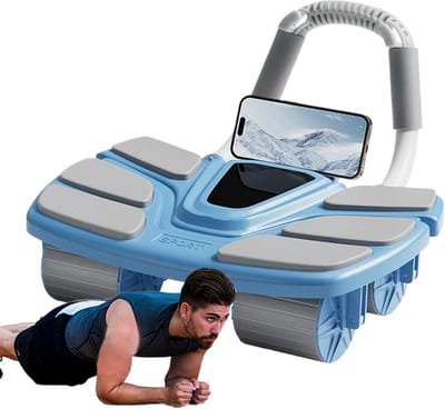 Buikspierwiel - Core trainer - Thuis fitness - Automatische terugkeer - 4 wielen - Blauw