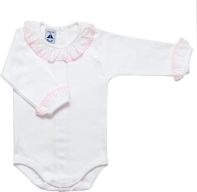 Babidu rompertje met kraag - roze broderie, maat 68