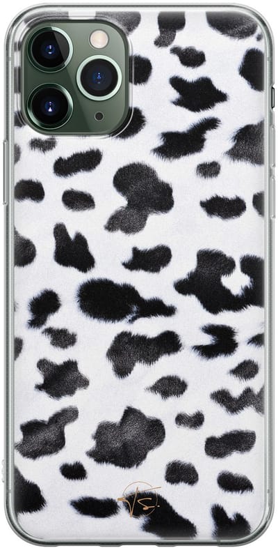 Hoesje geschikt voor iPhone 11 Pro - Koeienprint - Soft Case - TPU - Print - Zwart - Mooie Telefoonhoesjes